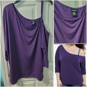 Torrid gold dots studs one shoulder top 2x 18/20